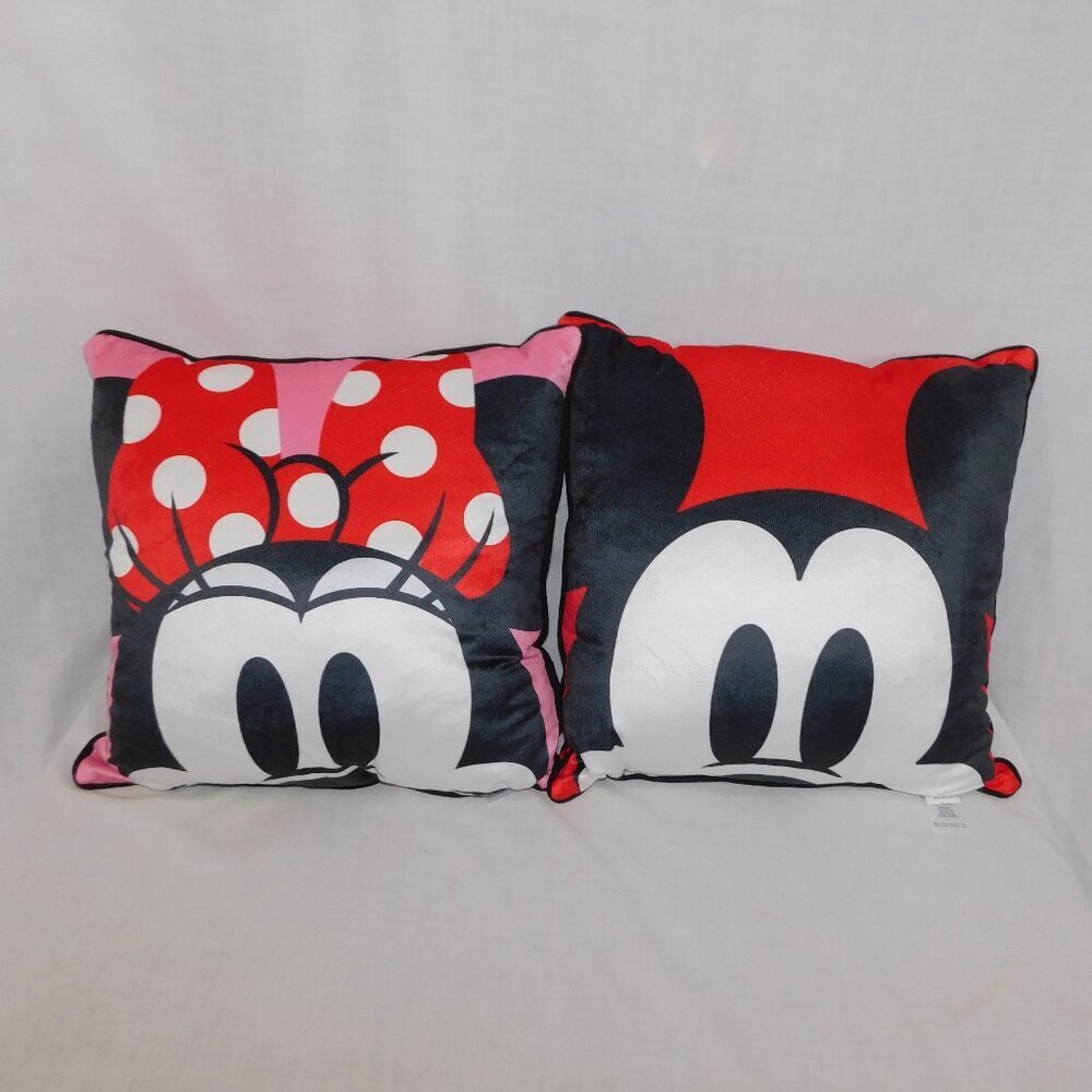 Mickey Mouse & Minnie Mouse 2 Throw Pillows Disney 100 Anniversary 17" x 17" Red